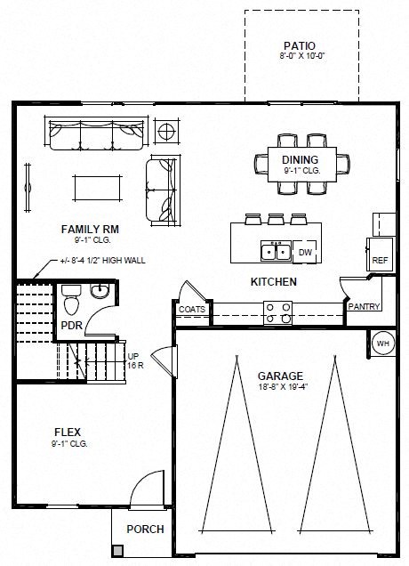 a floor plan of a small house with a kitchen and a living room